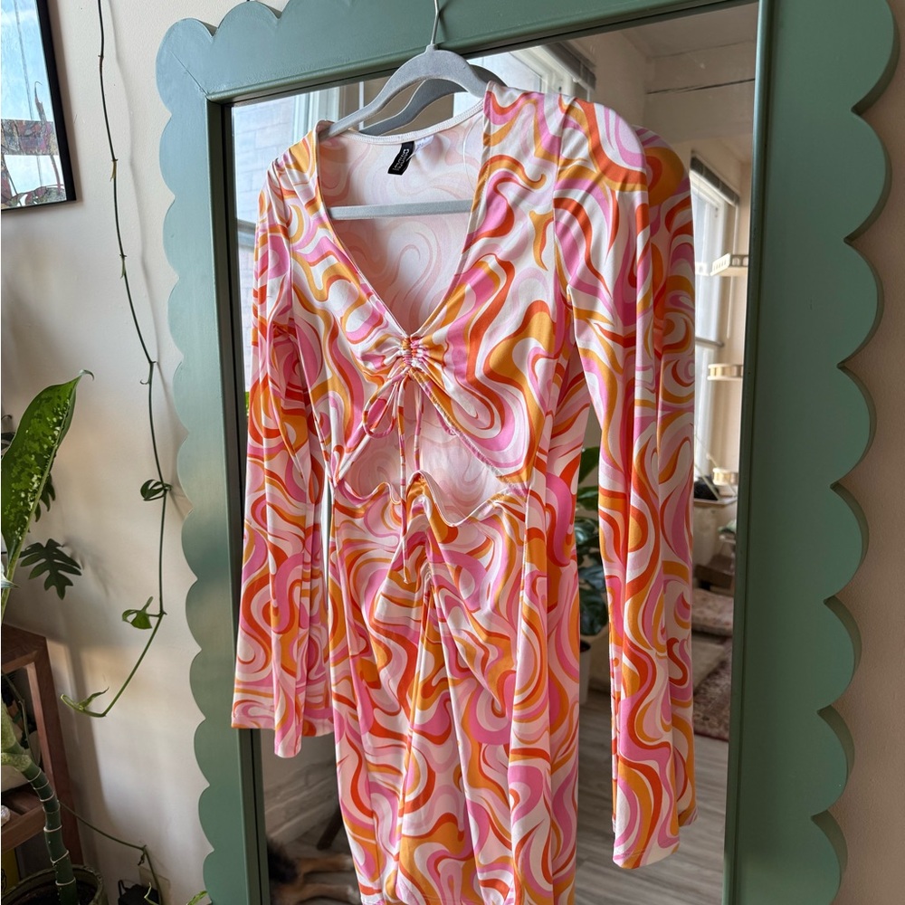 H&M Pink and Orange Swirl Dress